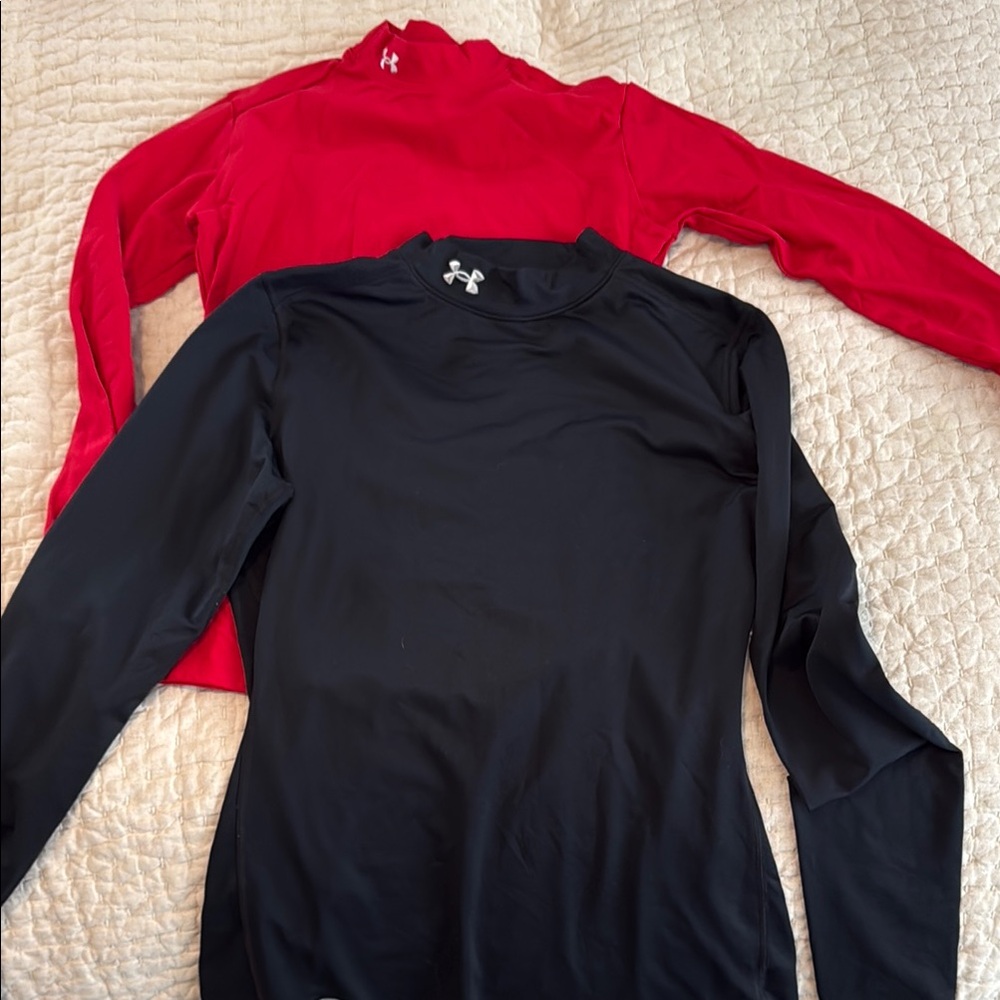 Under Armour Red and Black Long Sleeve Shirts